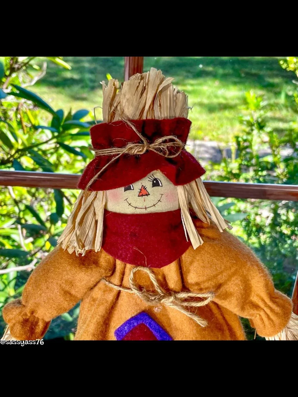 ▪️VTG▪️Three HANDCRAFTED 18.5" & 12.5" Straw Textile & Wood SCARECROW Figures - Picture 7 of 15